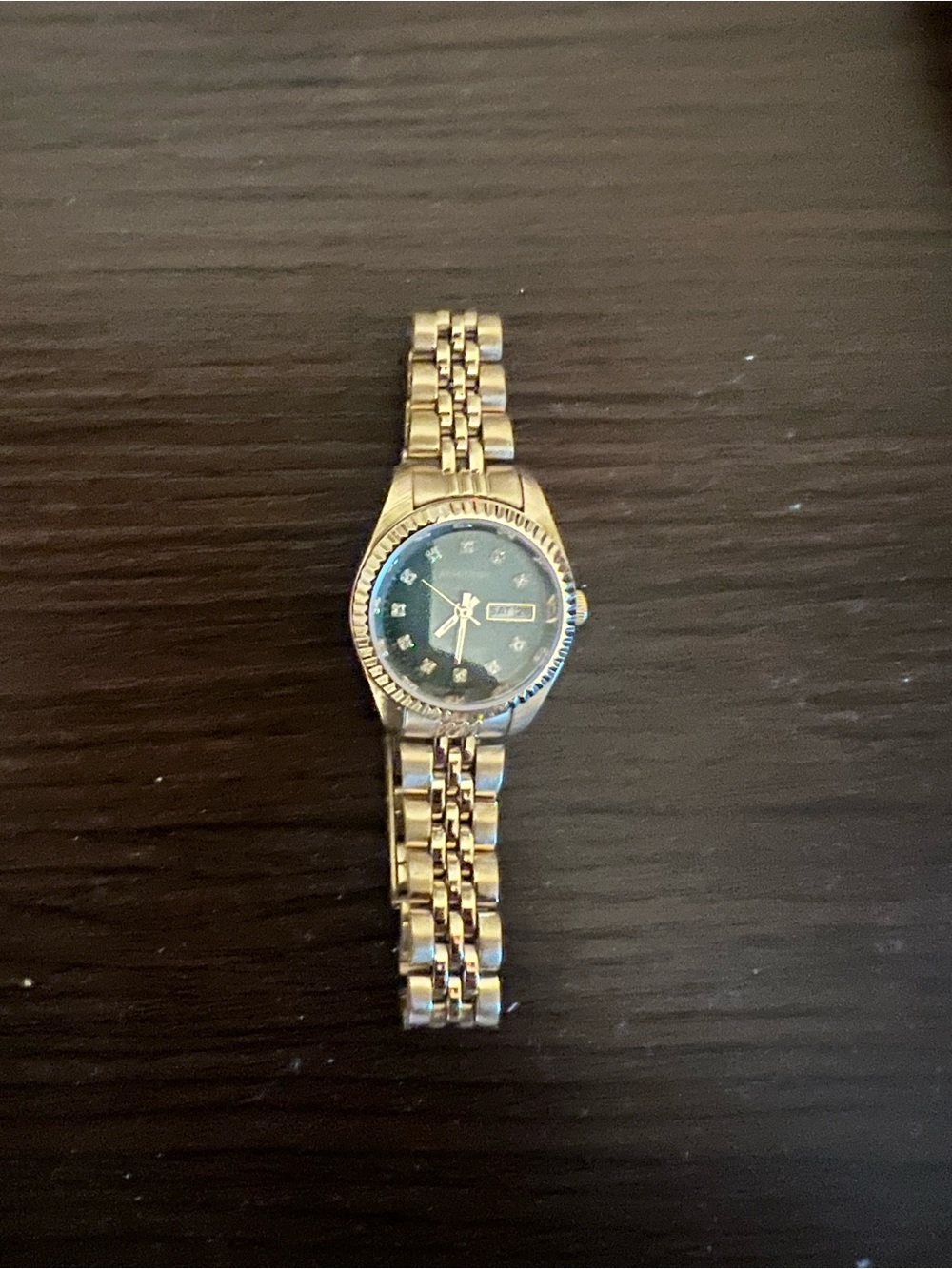 Gold-Tone Women's Bracelet Watch with Black Dial